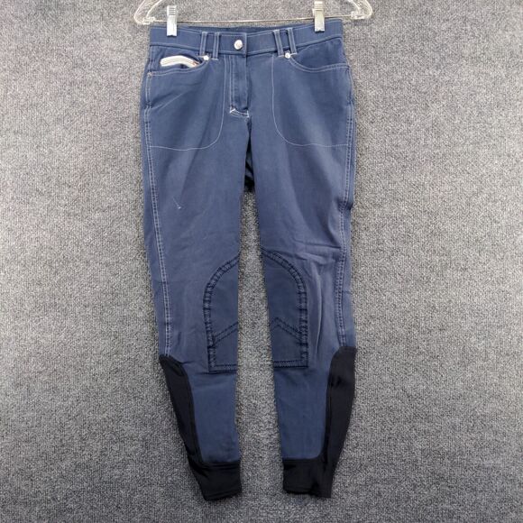 Euro Star Women's Equestrian Breeches Pants Blue S 5-Pocket Zip Fly Tapered Leg - Picture 2 of 13